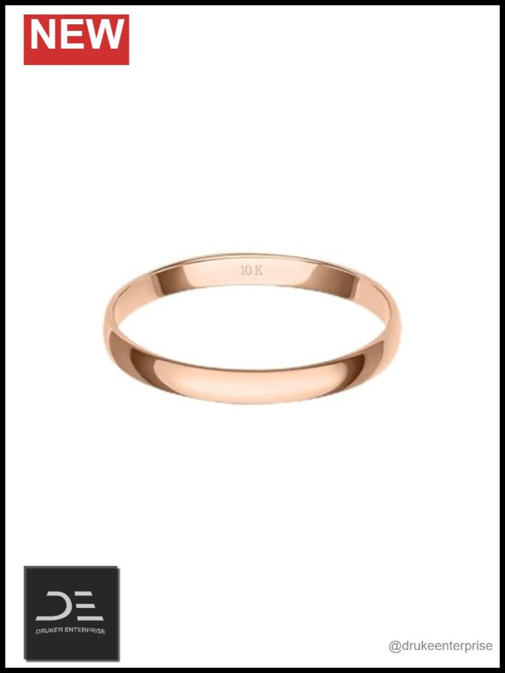 Women's 10K Gold 2mm Classic Plain Low Dome Wedding Band Ring